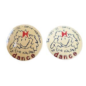 Lot of 2 Vintage 1985 IFC Dance Marathon Pinback Buttons Pins Retro